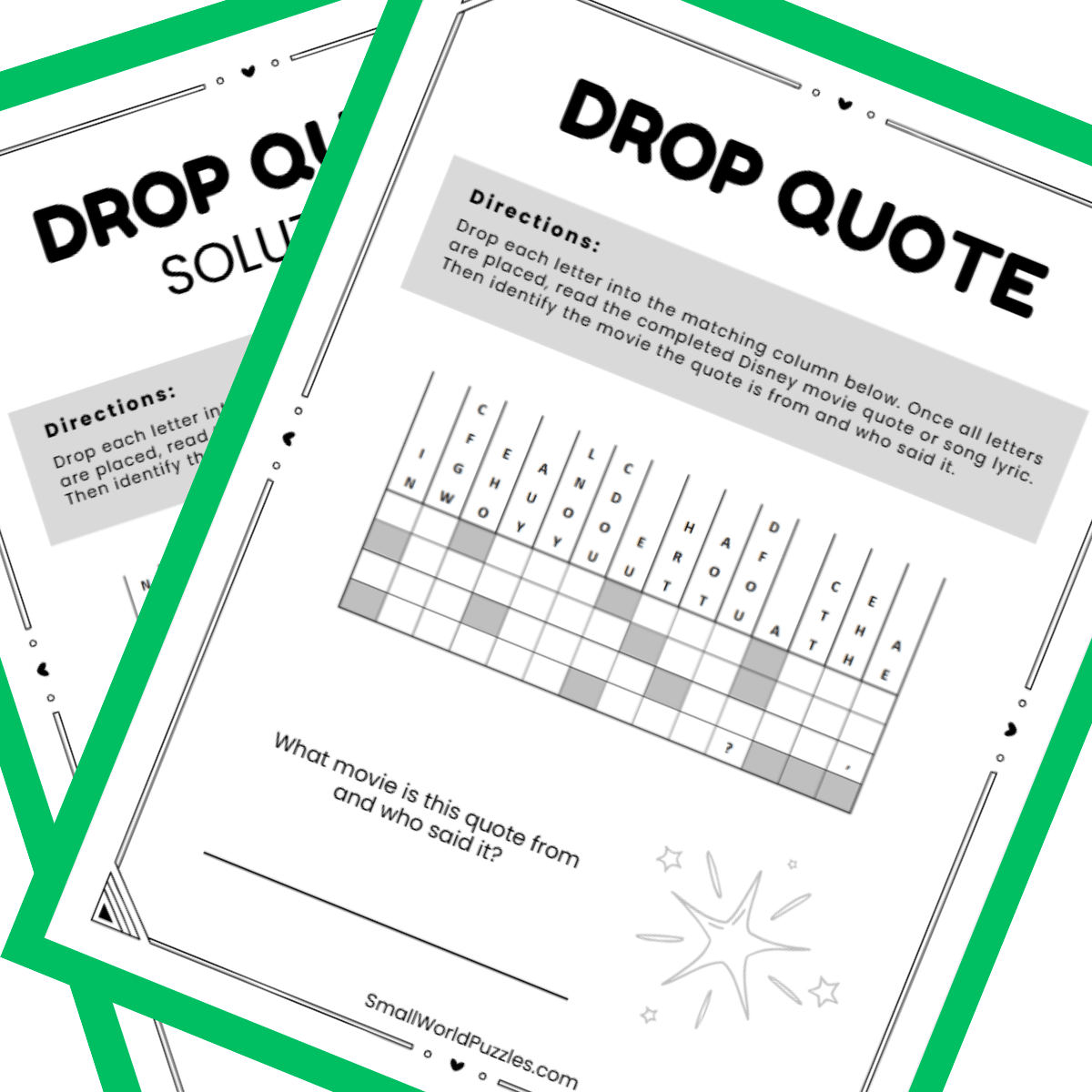 Free Printable Drop Quote Puzzle PDF