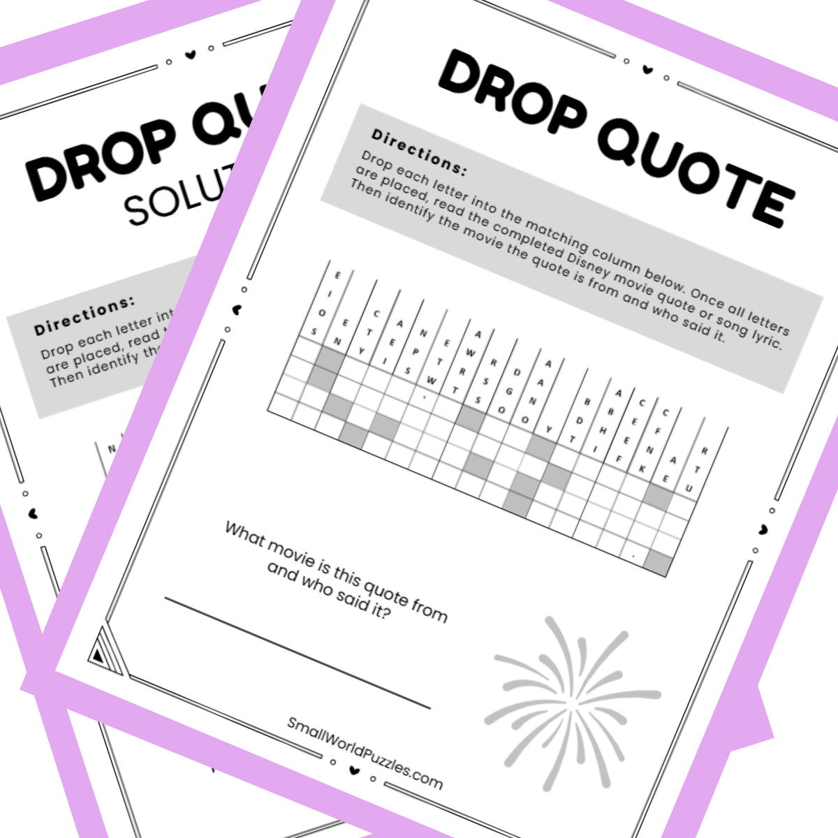 Free Printable Quote Drop Puzzle PDF