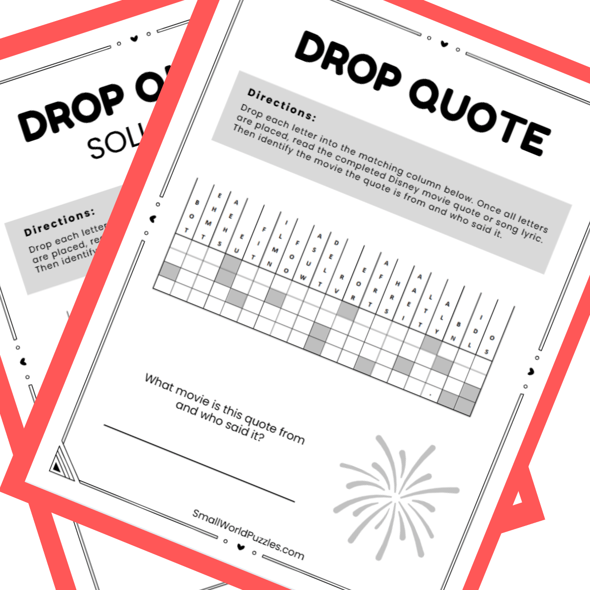Free Printable Drop Quote Puzzle PDF