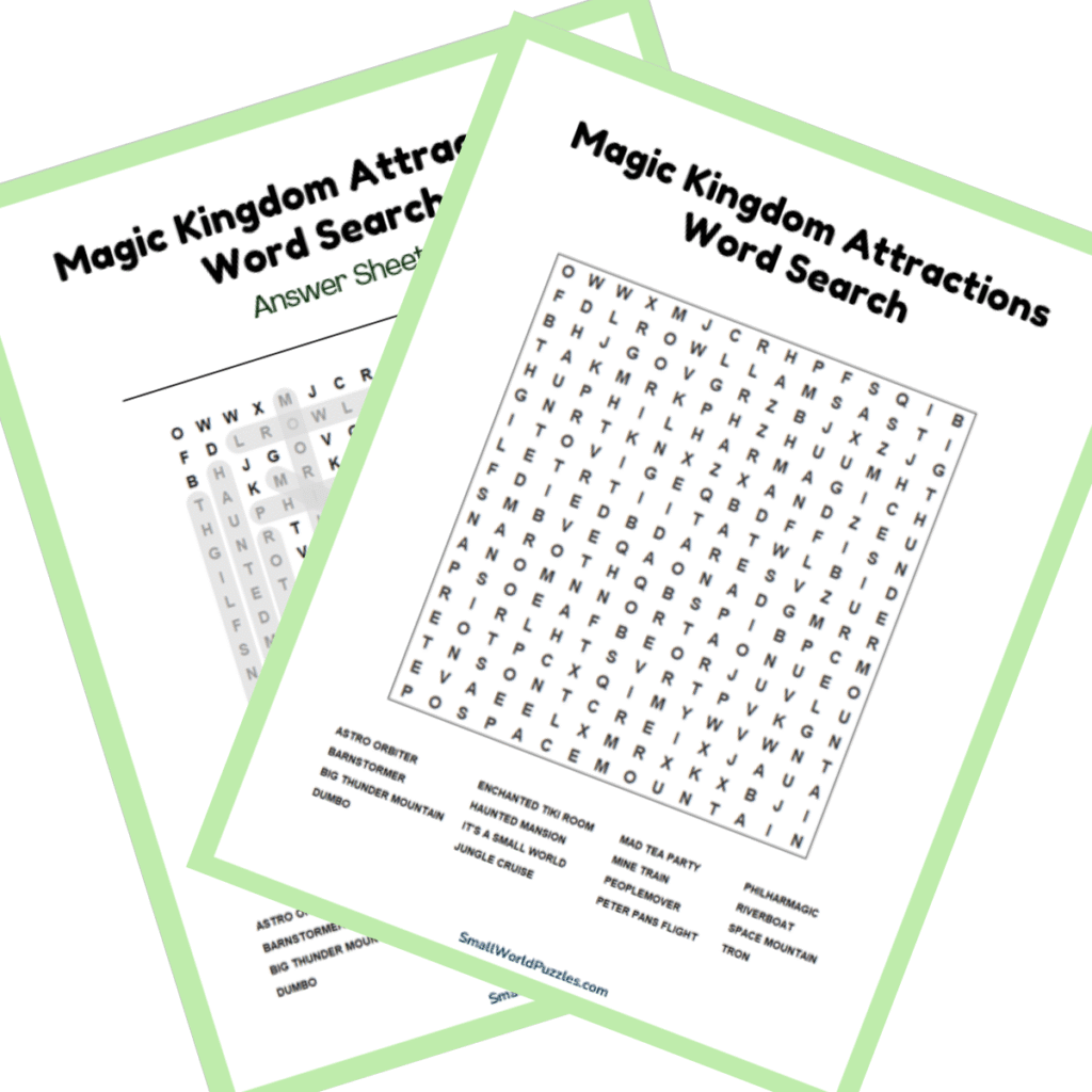 Magic Kingdom Attractions Free Printable Word Search Disney Magic Kingdom Attractions Free Printable Word Search Disney