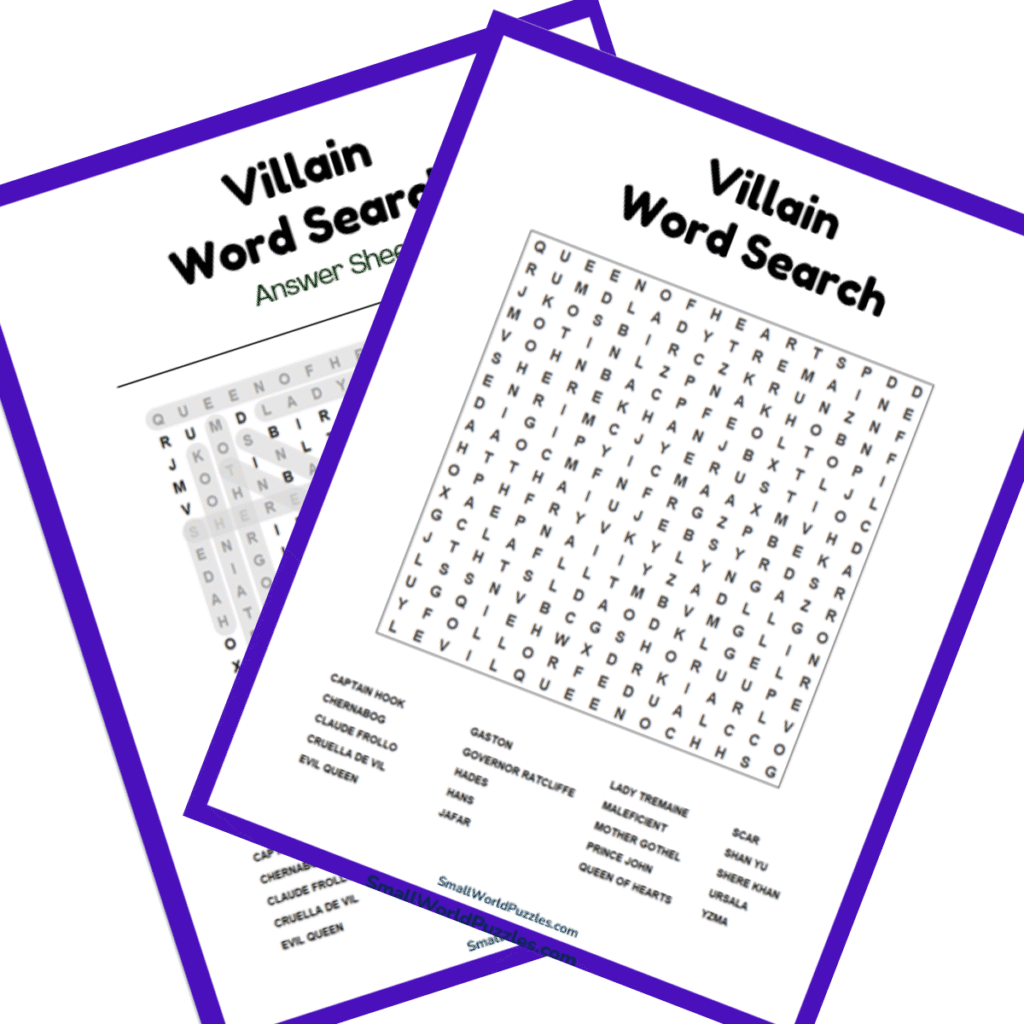 Villains Free Printable Word Search Disney Villains Free Printable Word Search Disney
