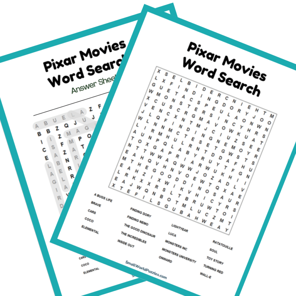Pixar Free Printable Word Search Pixar Free Printable Word Search