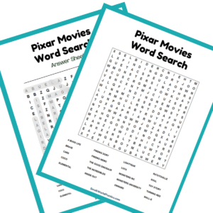 Pixar Free Printable Word Search Pixar Free Printable Word Search Preview