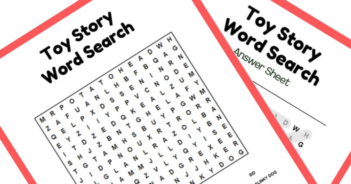 Toy Story Free Printable Word Search
