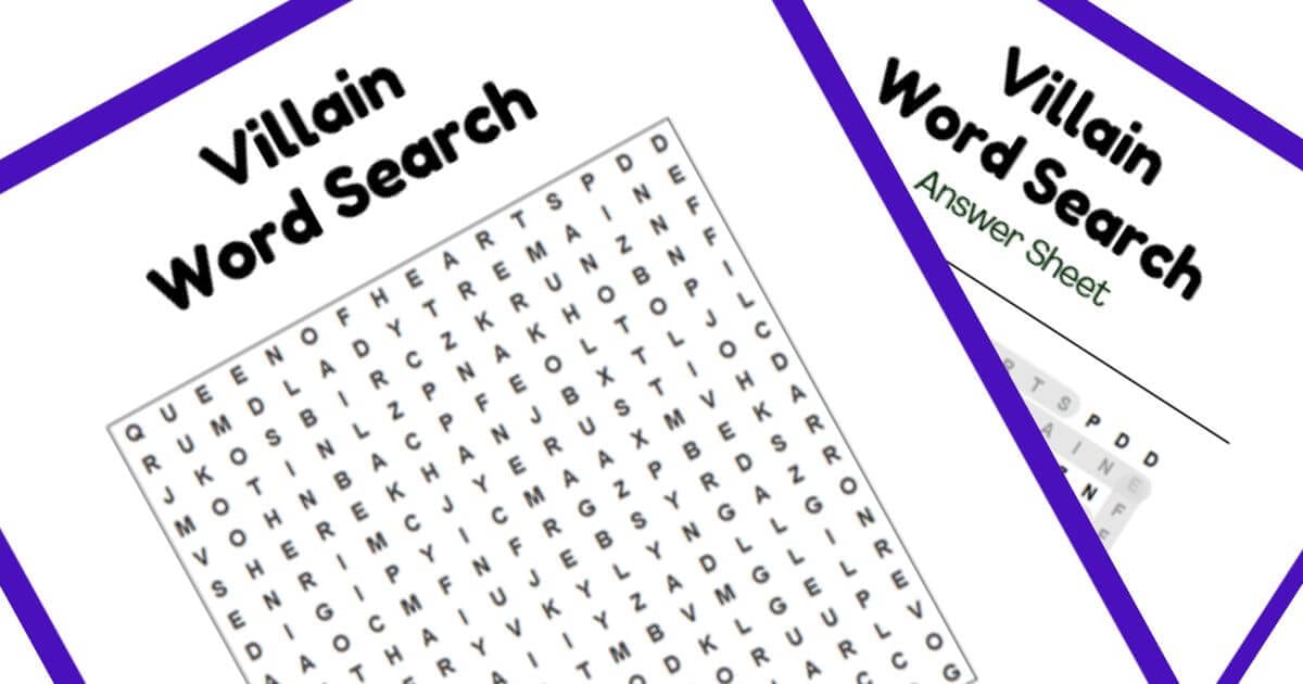 Free Printable Villain Word Search