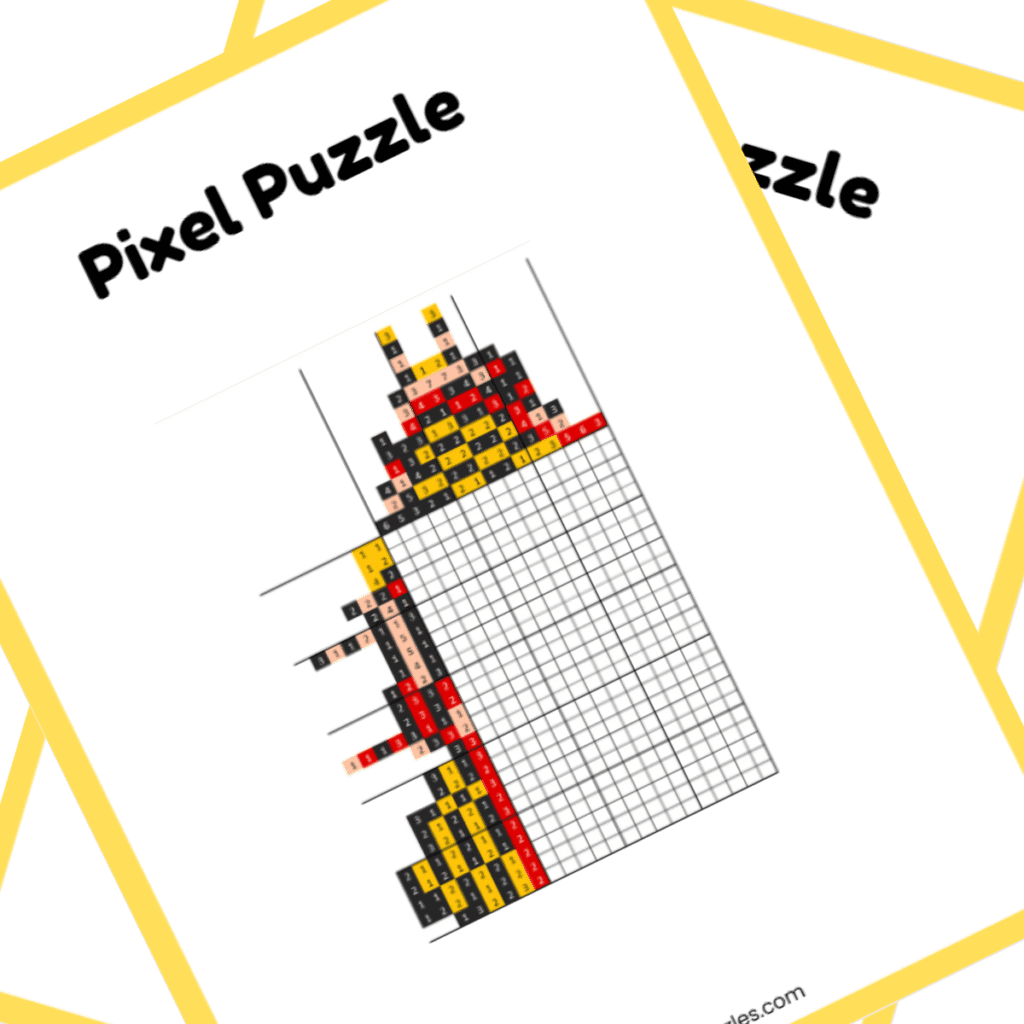 Animated Character Nonogram PDF Puzzle - Queen of Hearts