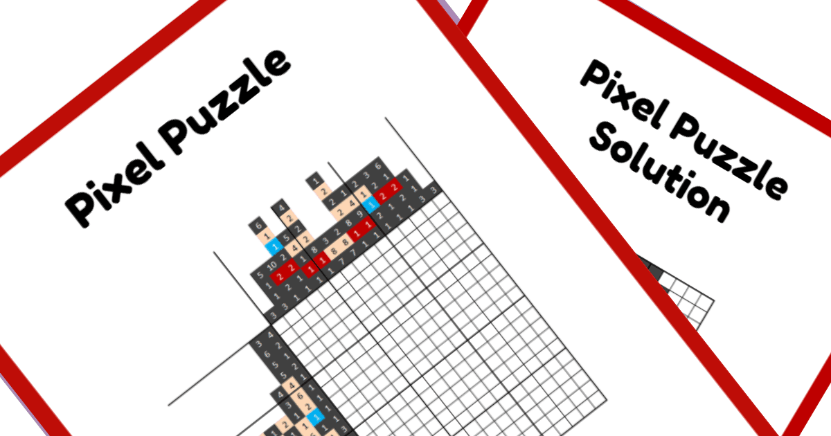 Animated Character Nonogram PDF Puzzle - Queen of Hearts